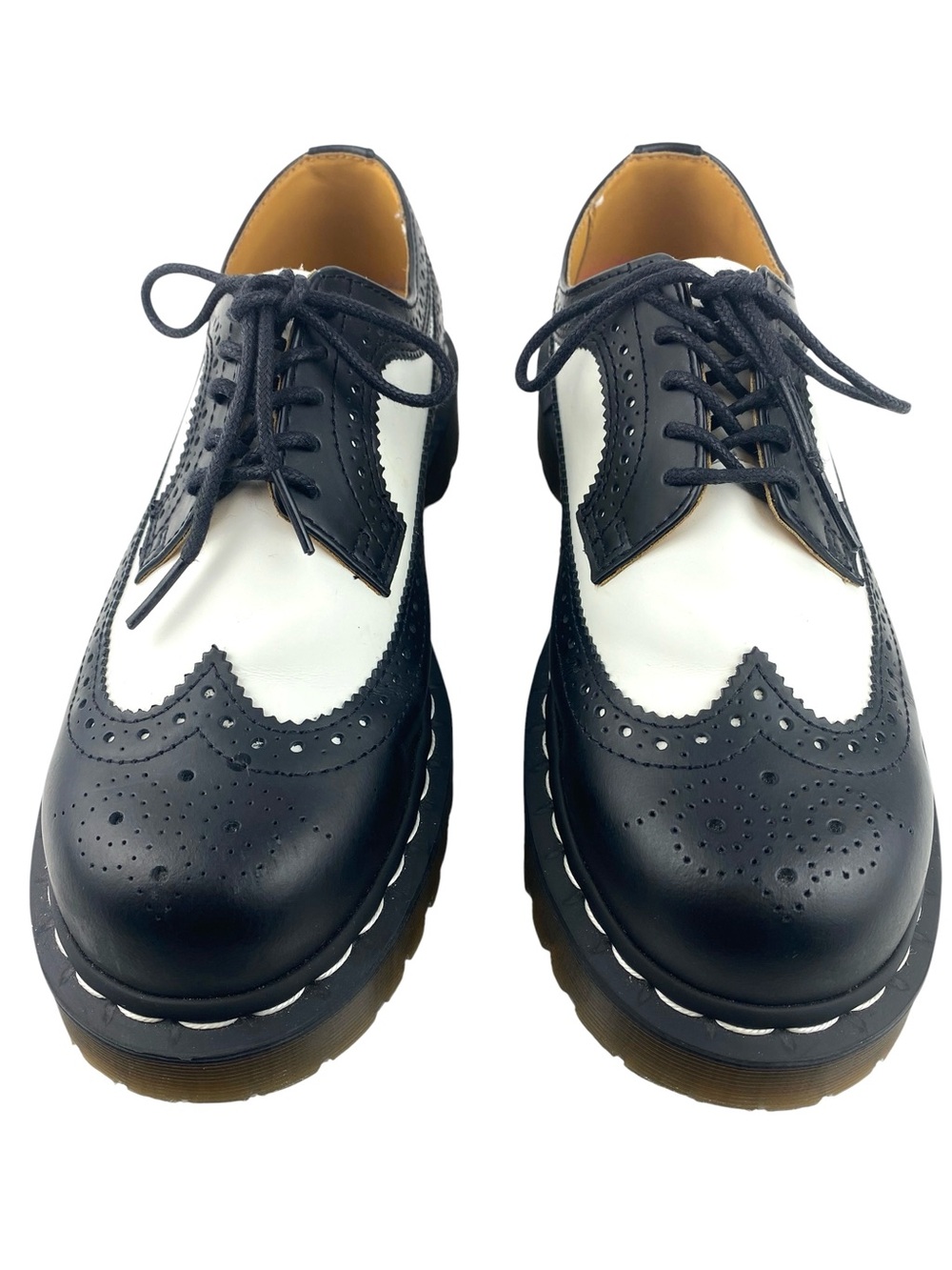 Dr. Martens 3989 Bex Smooth Leather Brogue Shoes Black White Mens 7 Womens 8 - Picture 2 of 14